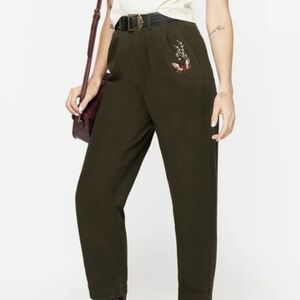 Disturbia Dark Olive Embroidered Pants